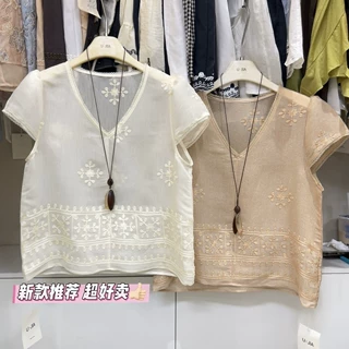 法式重工泡泡袖刺绣小衫2026夏上新韩系淑女巨好看独特漂亮小衫潮