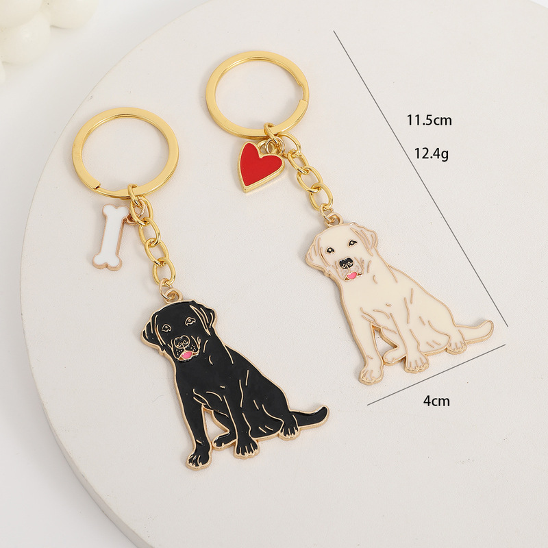 Xiyin Labeling Metal Two Harowena Golden Hair Pet Dog Keychain Pendant Metal Pendant Packaging Jewelry