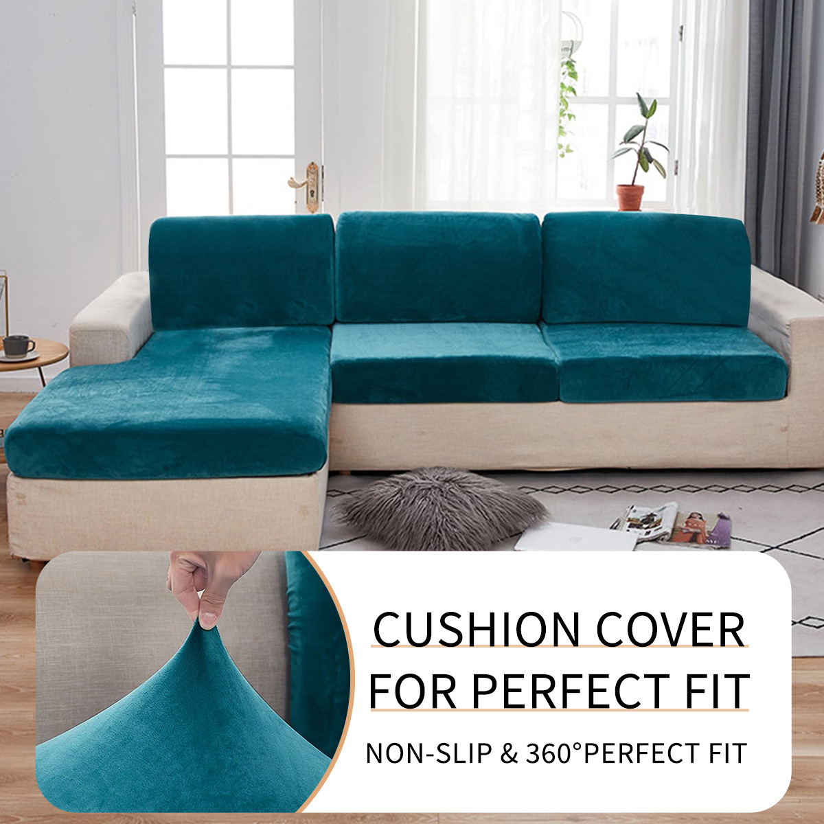 Funda de cojín de sofá de terciopelo de zorro plateado elástico y grueso de Amazon, funda de sofá de terciopelo de color sólido ultra suave, funda de sofá