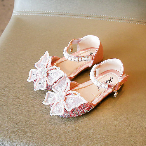 Children's Summer Sandals for Girls, Korean Style, Little Girl's Butterfly Knot Princess Shoes, Sparkling Dance Performance Shoes, Fashionable and Cute