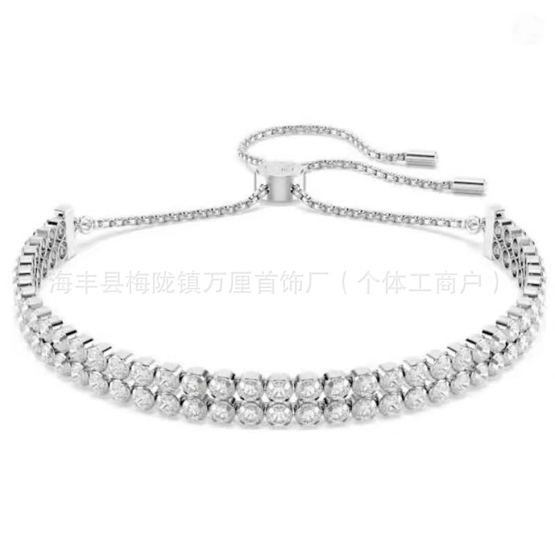 双排满钻抽拉手链【玫瑰金色】双排满钻抽拉手链【白金色】