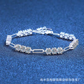 欧美跨境S925银5.4克拉莫桑石手链 高级感轻奢豪华百搭手饰女批发