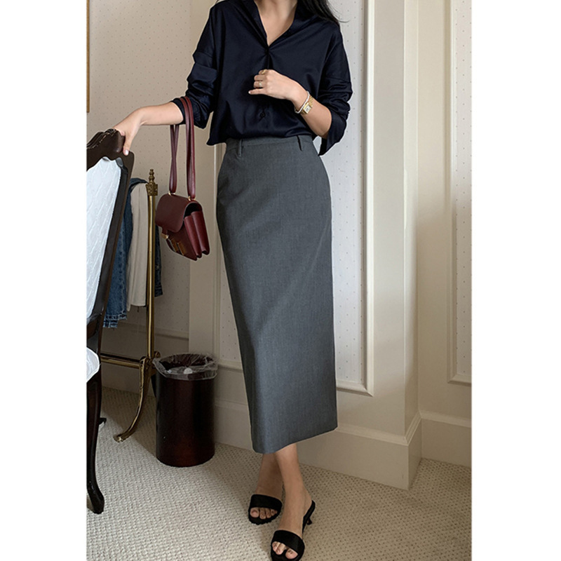 Straight Skirt Women's Spring and Autumn New High Waist Korean-style Hip Skirt Small Commuter Slimming Mid-length Dress Straight Skirt Women's Spring and Autumn New High Waist Korean-style Hip Skirt Small Commuter Slimming Mid-length Dress