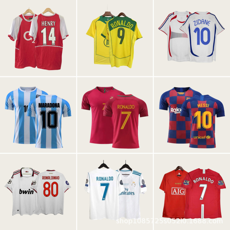 Retro Jersey Football Uniform Classic National Team Uniform Beckham Ronaldo T-Shirt Fan Sports Jersey