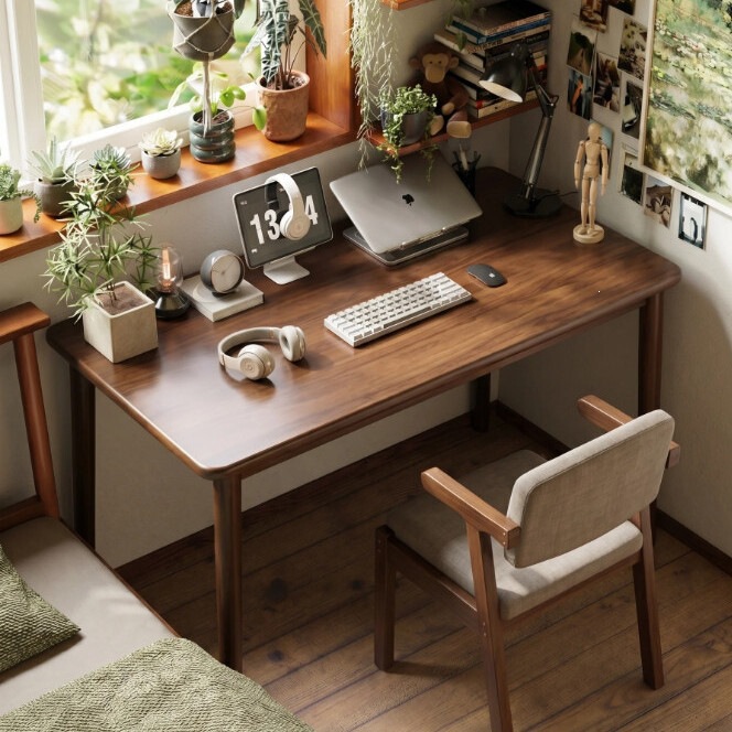 Computer desk for students, home study desk, simple small-sized desk for adults, solid wood legs, office desk, writing desk, workbench