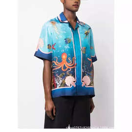 现货新品 CA海洋世界潜水艇印花衬衣宽松夏威夷美式风衬衫