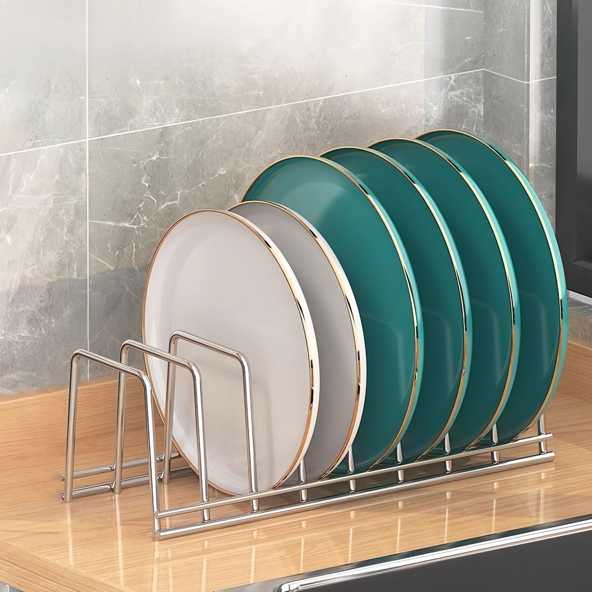 Estante de platos de acero inoxidable de cocina Estante de almacenamiento Estante de drenaje Estante de platos de cajón Estante de platos de secado Estante de platos