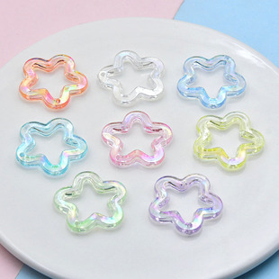 Colorful acrylic transparent AB color hollow five-pointed star plum earrings keychain pendant diy jewelry accessories
