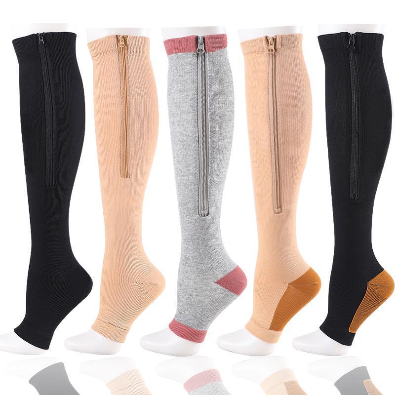 Compression Socks Zipper Fashion Women Men Pain Relief Knee High Zipper Leg Support Knee Socks Open Toe Compression Socks Zipper Fashion Women Men Pain Relief Knee High Zipper Leg Support Knee Socks Open Toe