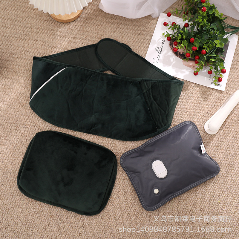 Venta al por mayor nueva bolsa de agua caliente cinturón de protección calefacción eléctrica Mini doble capa térmica Rosa verde cinturón de calefacción eléctrica de tres piezas