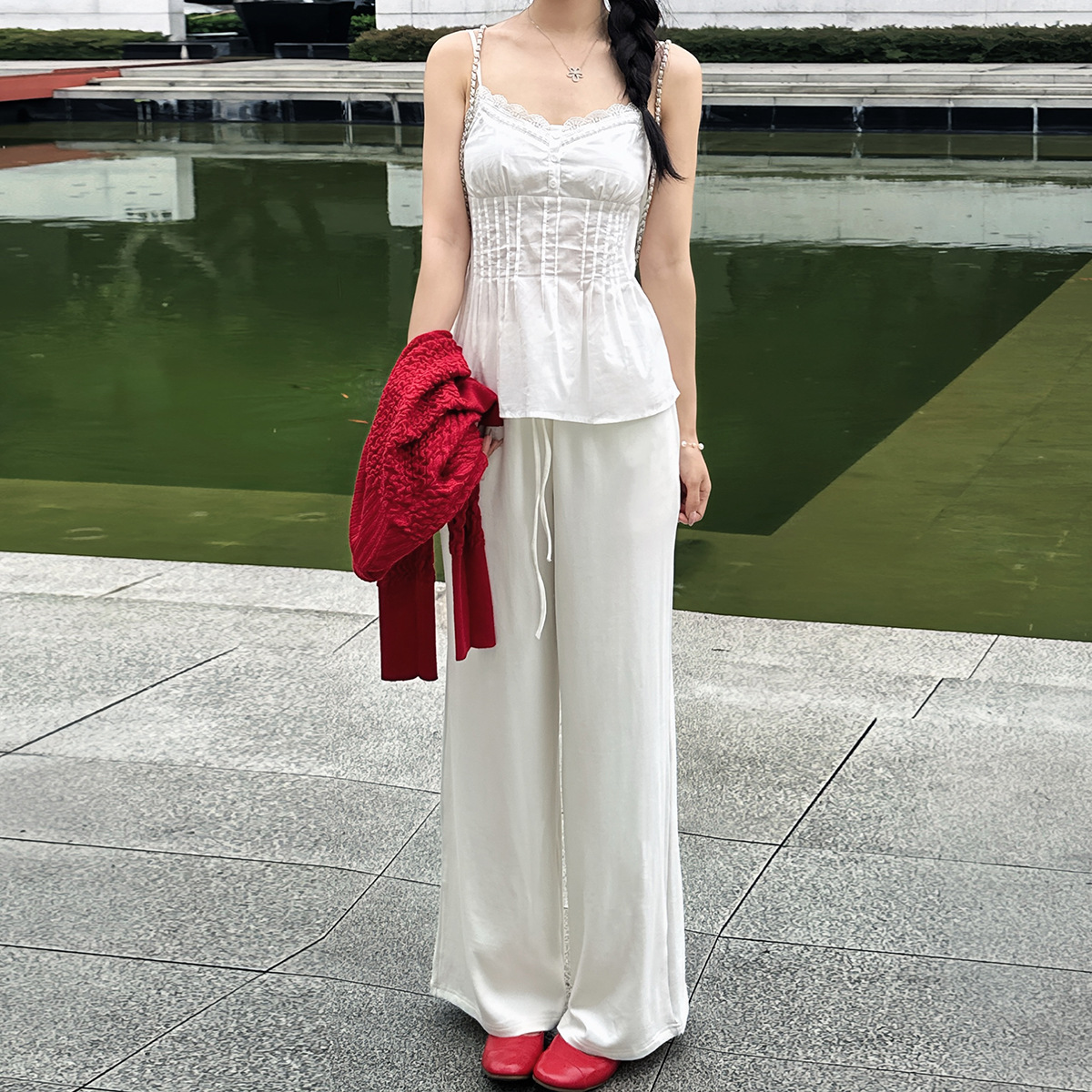 线【舒服到 囤的垂垂裤】抽绳宽松拖地阔腿裤复古百搭高腰垂垂裤