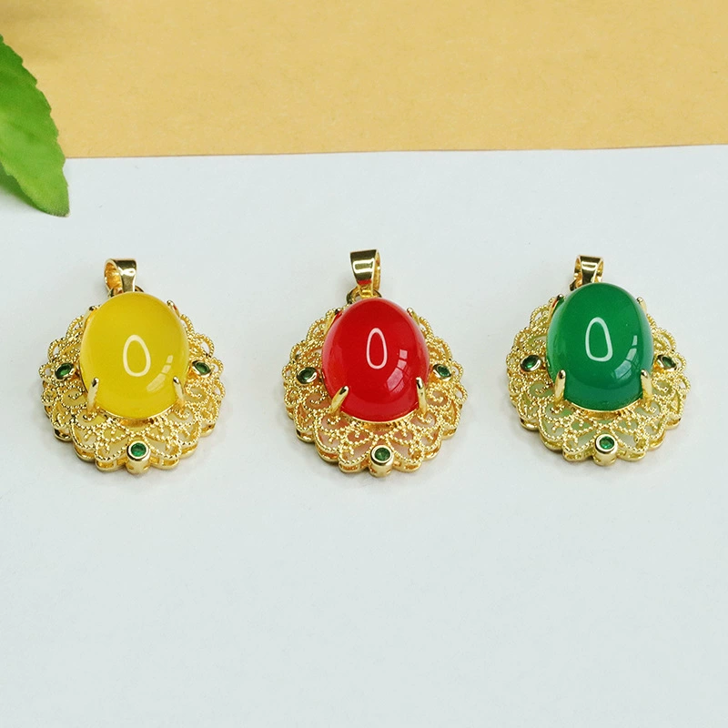 Aiyu красный агат кулон желто-зеленый халцедон ожерелье женский национальный ветер завод оптом AY3110510