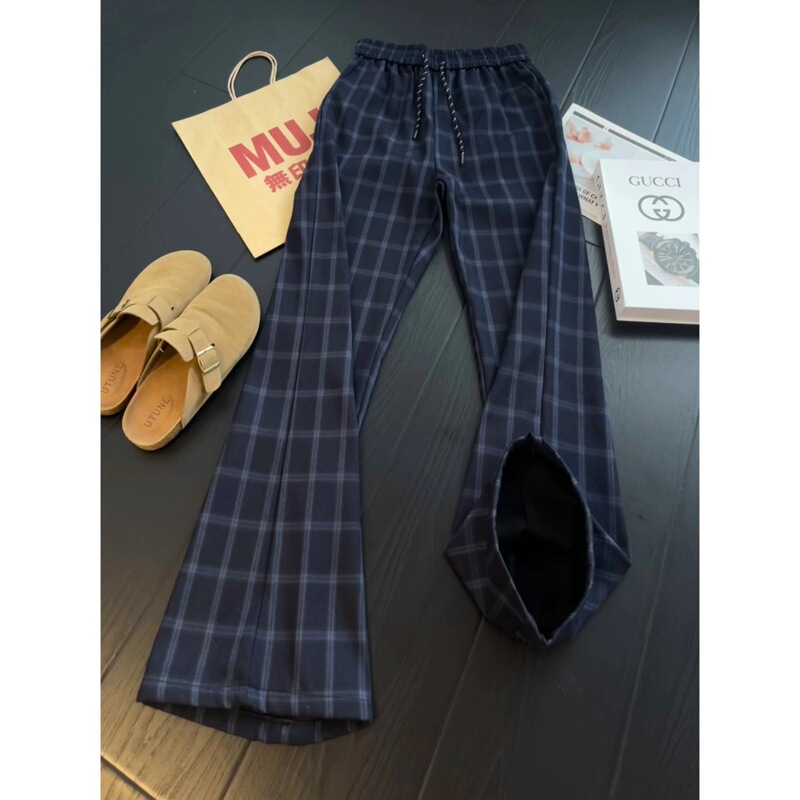 Elastic Waist Plaid Casual Pants for Men, Trendy and Fashionable, Versatile Loose Wide-Leg Relaxed Sweatpants with Color-Blocking Long Pants Elastic Waist Plaid Casual Pants for Men, Trendy and Fashionable, Versatile Loose Wide-Leg Relaxed Sweatpants with Color-Blocking Long Pants