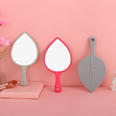 Wholesale Leaf-Shaped Handle Mirror with LOGO Printing Portable Makeup Mirror Foldable Small High-Definition Beauty Mirror