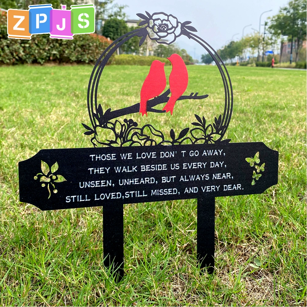 Металлическая памятная доска Красная пара птицы с лазерной резкой металлическая марка памятная доска односторонняя печать