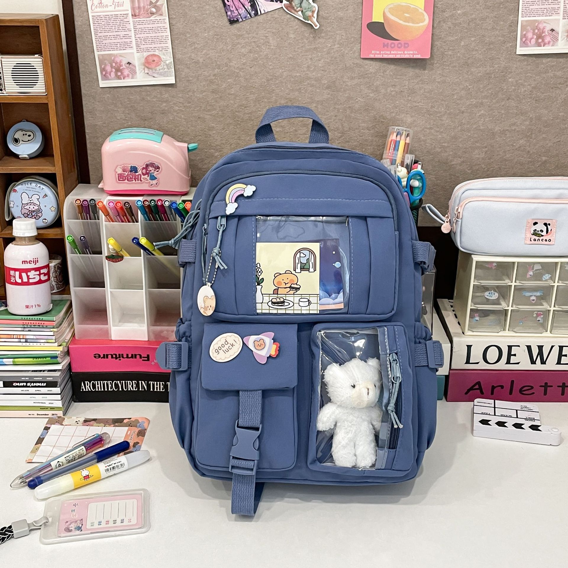 Mochila de estudiante de secundaria de gran capacidad estilo ins