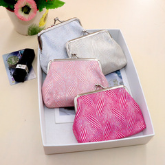 Fabric Small Wallet Women's Short Card Holder Fleece Small Bag 4 Pcs Clamshell Clamps Bag with Metal Frame Wholesale