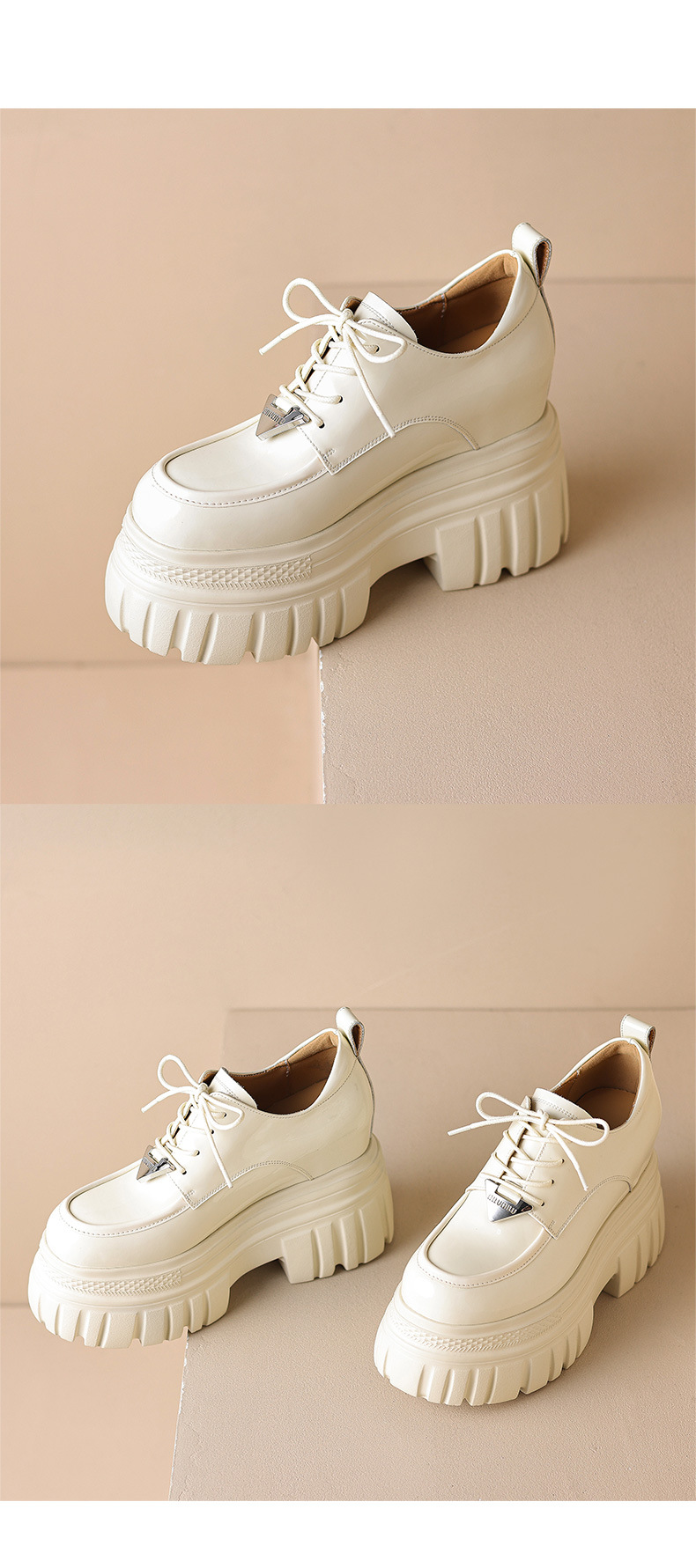 Giày loafer nữ đế xuồng platform buộc dây, gót ẩn tăng chiều cao — màu đen chi tiết 13