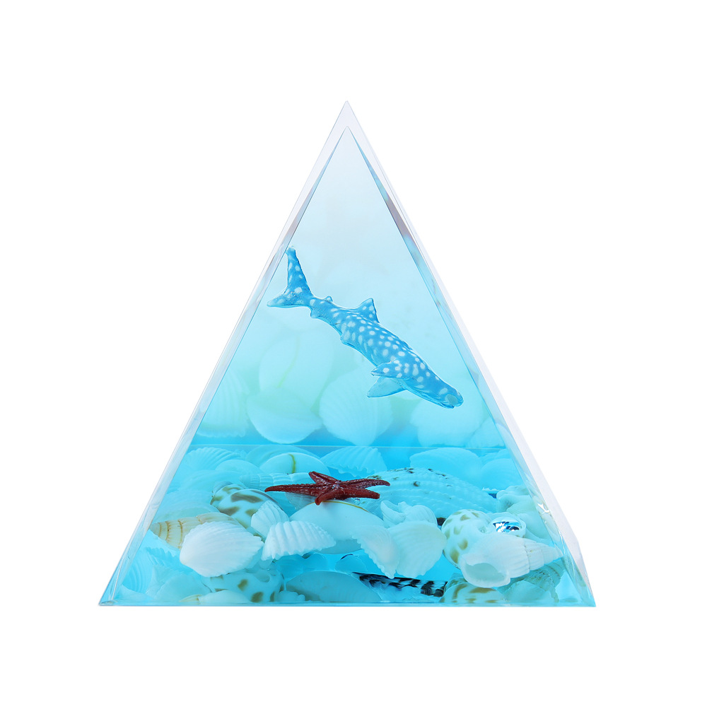 Ocean Series Micro-Landscape Pyramid Cone Resin Crafts Night Light Souvenir Gift Desktop Ornament