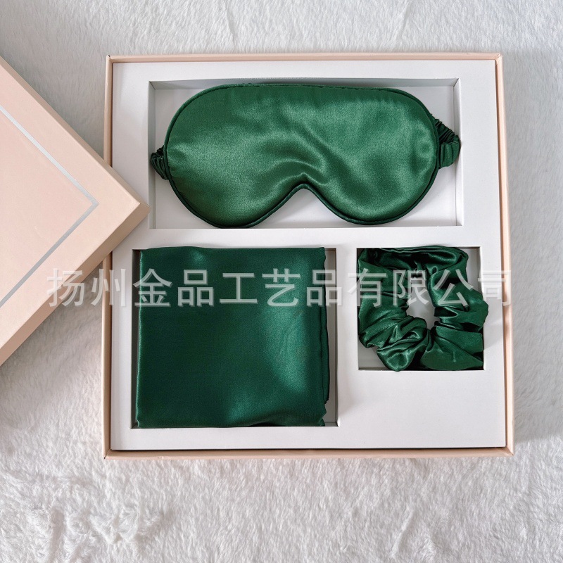 Ojos verde oscuro + anillo para el cabello + funda de almohada set de tres piezas (caja de regalo)