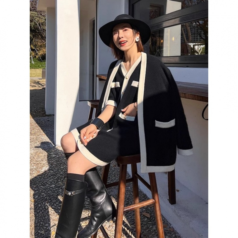 7583今年流行漂亮通勤女装轻职场超好看小香风连衣裙套装早秋穿搭|undefined