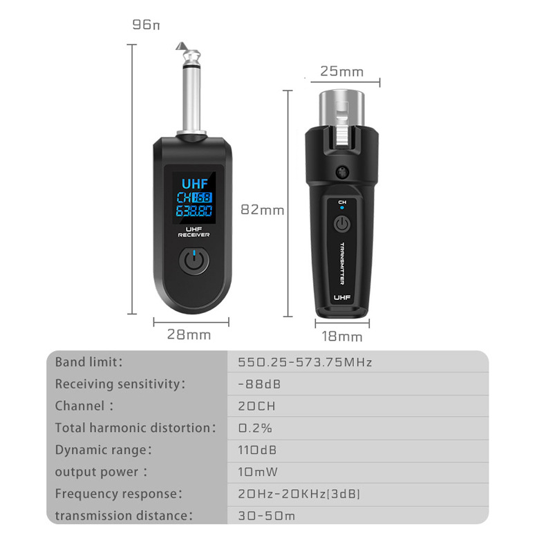 Sistema de micrófono inalámbrico de conversión por cable dinámico al por mayor, receptor de transmisión, instrumento musical, soplador eléctrico de mano, granada de guitarra