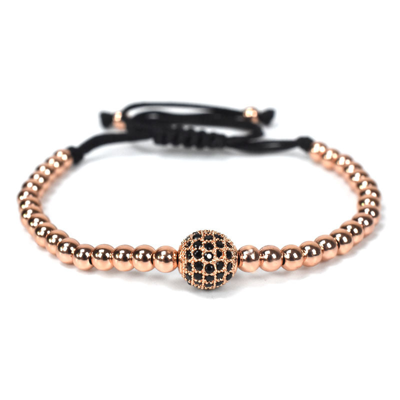 10MM bola diamante oro rosa negro circonio