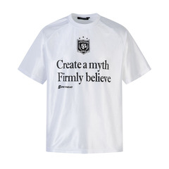 TKPA Cross-Border Streetwear T-Shirt American High Street Retro Letter Print Sports Soccer Top Loose Short Sleeve T-Shirt for Men and Women