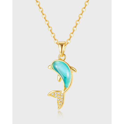 Fashion Necklaces Jewelry Accessorieszircon dolphin necklace female small light excessive copper pendant 