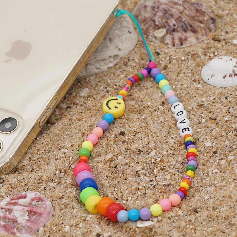 Wholesale Accessories Letter Rice Beads Smiling Mobile Phone Chain Nihaojewelry display picture 5