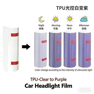 car headlights, TPU anti-scratch | Car headlight protective film - tpu-light-sensitive-white-to-purple-30cmx-15m-30cmx-15m