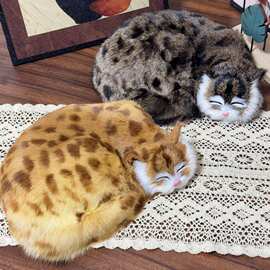 仿真猫卧睡猫家居饰品桌面摆件创意礼品皮毛工艺品跨境批发代发