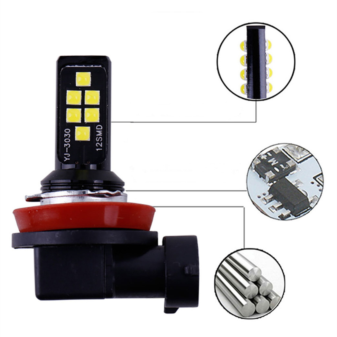 汽车led雾灯H3 881 880 H1 3030 12smd高亮汽车前雾灯H11 led车灯