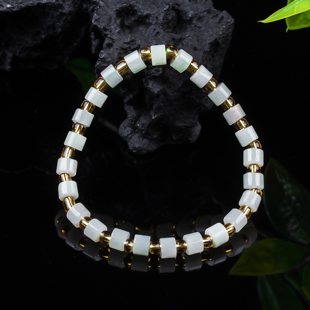 Authentic Grade A jadeite barrel bead bracelet/necklace, exquisite jade jewelry, versatile pendant, wholesale jade items.