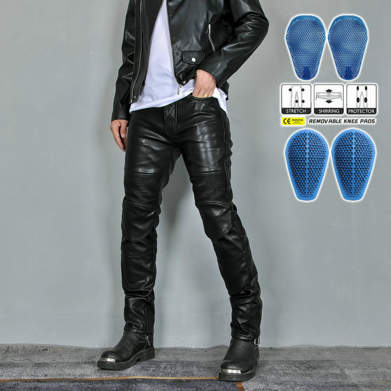 VOLERO pantalones de montar en motocicleta de invierno de los hombres forrado de lana a prueba de viento impermeable motocicleta retro pantalones de cuero resistentes a las caídas equipo de protección de silicona