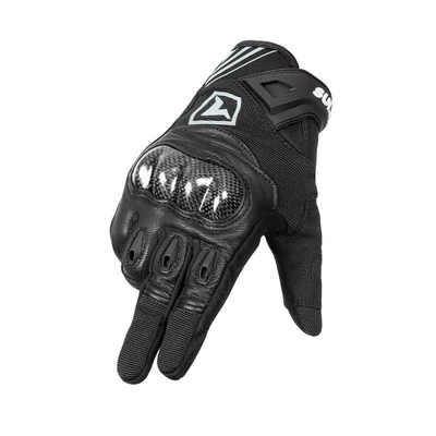 Sulaite Summer Motorcycle Gloves Breathable Touchscreen Carbon Fiber Shell Anti-Fall Full Finger Motorcycle Gloves for Women (Motorcycle Safety Supplies) - black-warrior-carbon-fiber-shellgoatskinconductive-material-flexible-touch-screen-s