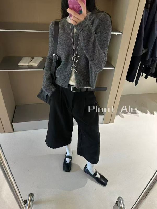 韩系高级感西装中裤一早秋新款老钱风百搭通勤八分裤女生R6109|undefined