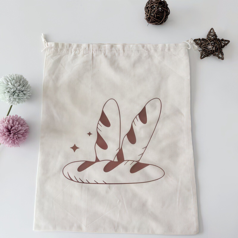 Cross-Border Pure Cotton Bread Baguette Packaging Reusable Drawstring Long Bag Linen Cotton Linen Storage Bag Cross-Border Pure Cotton Bread Baguette Packaging Reusable Drawstring Long Bag Linen Cotton Linen Storage Bag