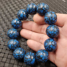 藏蓝色圆珠手链仿绿松石手链20毫米圆珠手链大号手链饰品手串