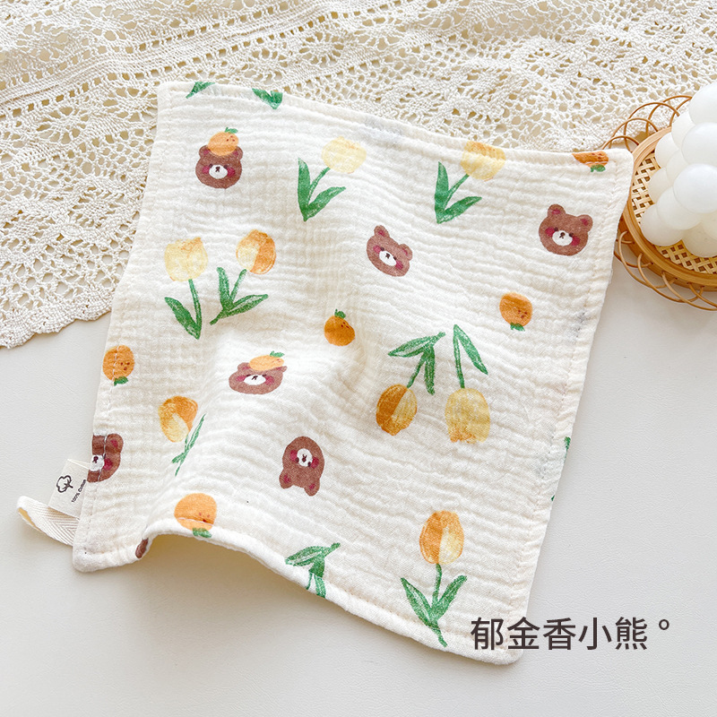 4層ガーゼ赤ちゃん唾タオル砕花新生児赤ちゃん洗面タオルハンカチかわいい吸水子供用小方タオル|undefined