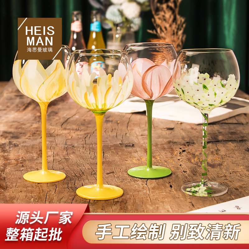 Creative retro glass painted wineglass