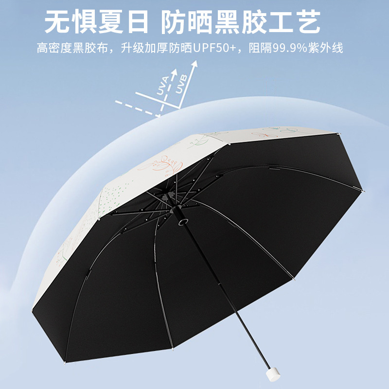 手动黑胶雨伞户外太阳伞女折叠遮阳伞防晒防紫外线学生晴雨伞跨境|undefined
