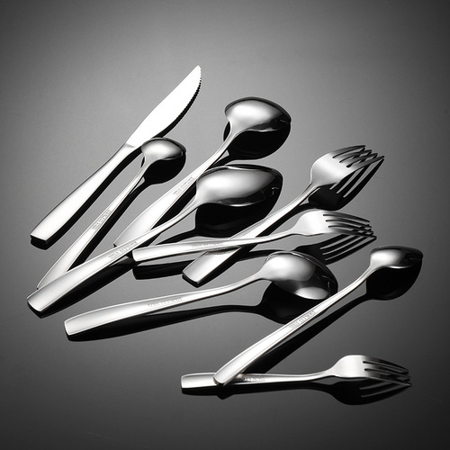 Iron stainless steel square handle Western tableware knife, fork and spoon gift C007 multi-specification cloth wheel polished steak knife