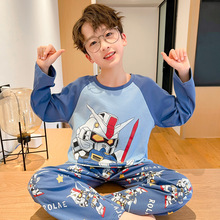 儿童睡衣春秋季长袖男女中大童可爱精梳棉卡通家居服圆领薄款套装