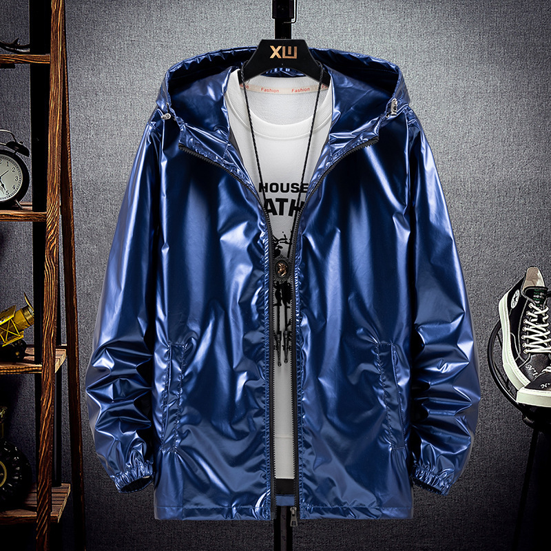 Foreign Trade New Spring and Autumn Men's Coat Fashionable Korean Jacket Youth Bright Casual Thin Hooded Top Foreign Trade New Spring and Autumn Men's Coat Fashionable Korean Jacket Youth Bright Casual Thin Hooded Top