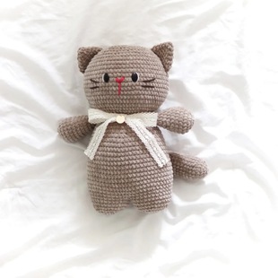100% Handmade Crocheted Cute Bear Chenille Yarn Knitted Kidsren's Doll
