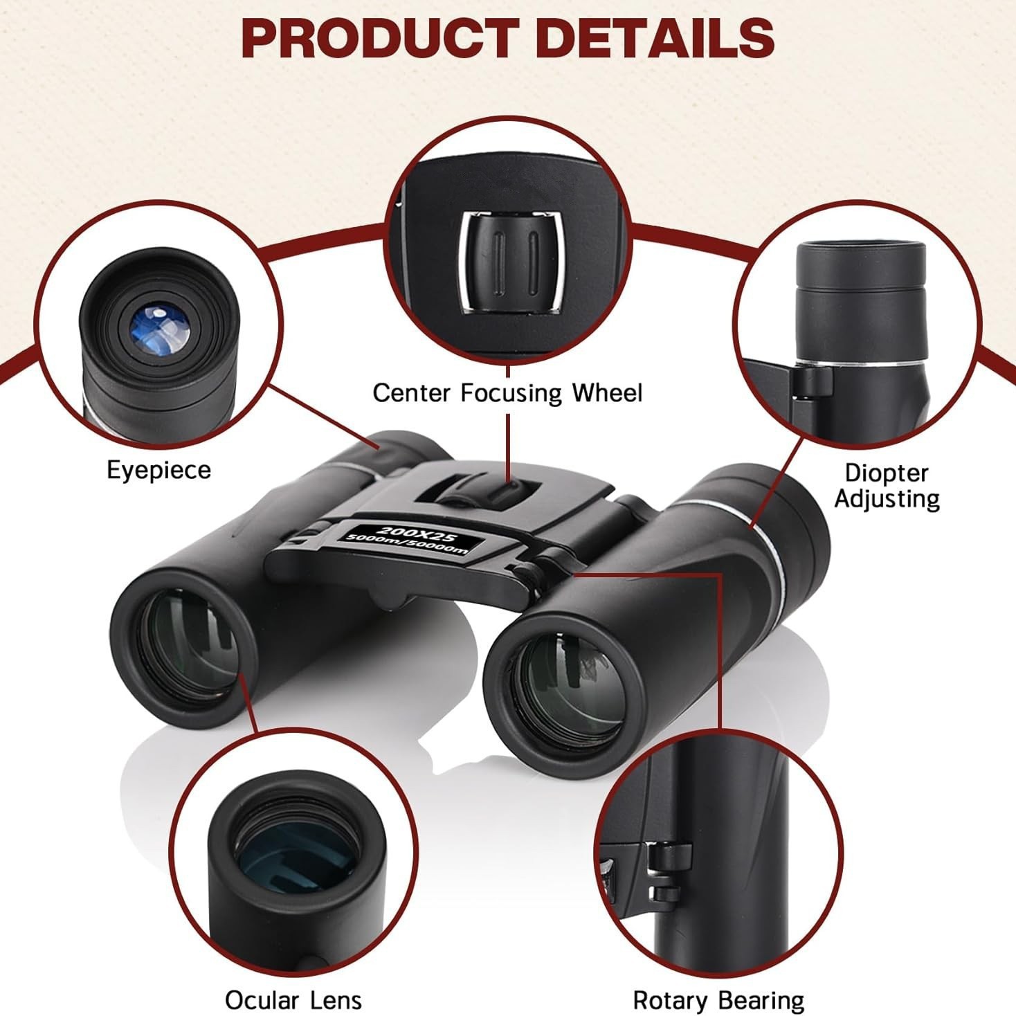 200X25双筒高倍超清专业成人望远镜户外演唱会便携望眼镜夜视拍照