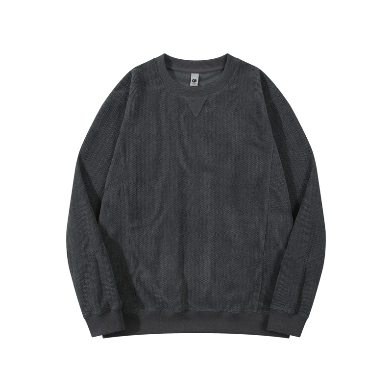 Men's Jacquard Patchwork Crewneck Sweatshirt - Relaxed Fit Textured Design Casual Long Sleeve Top For Urban Retro Style_voghion.com