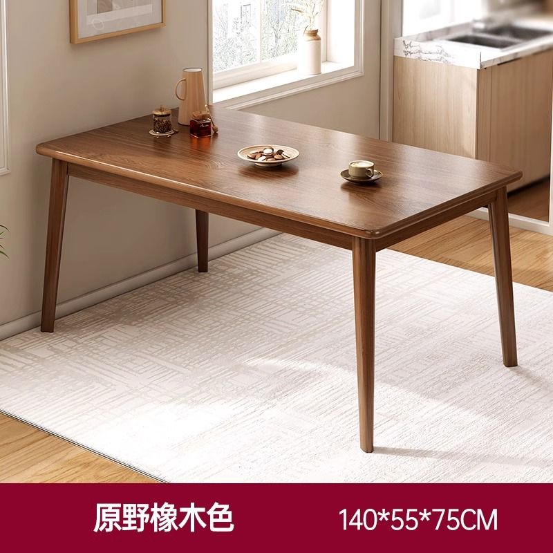 Mesa y silla de comedor de pierna de madera sólida, mesa de tablero de color nuez de estilo pequeño, 2026 nueva mesa rectangular