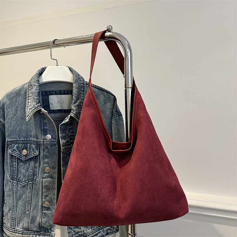 Otoño y invierno bolsas retro de gamuz, bolsas debajo de las axilas, bolsas para mujeres, bolsas de hombro de gran capacidad, bolsas de cubo. image 3